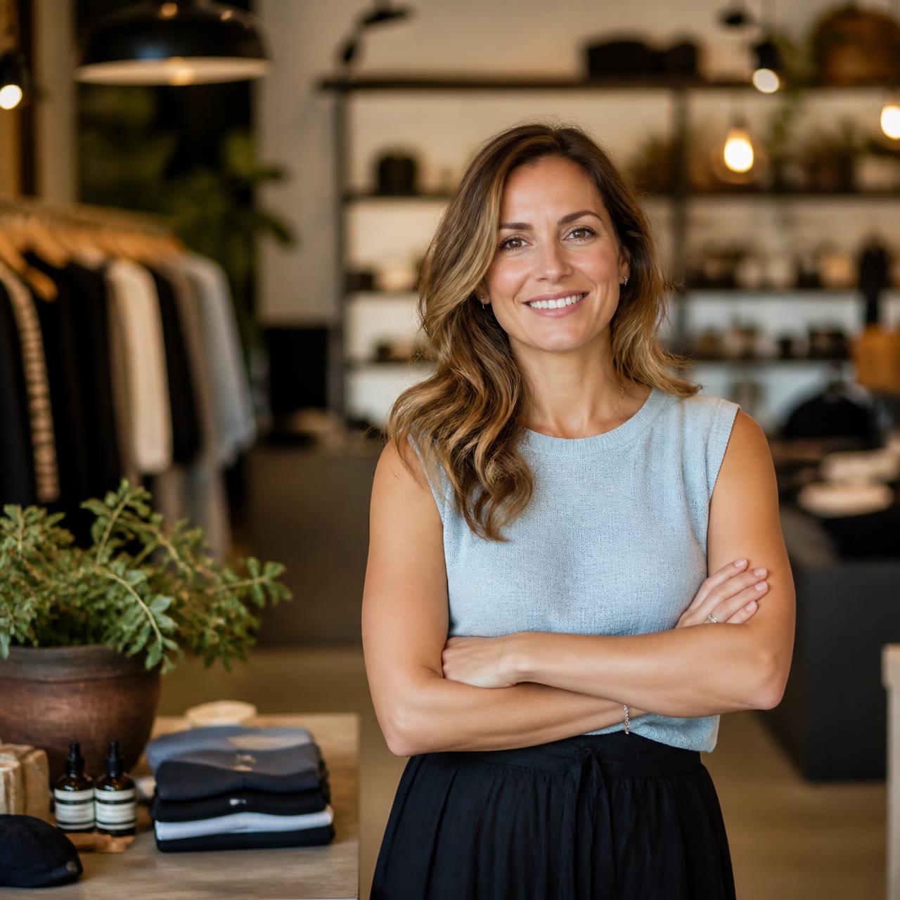 Small business owner in her boutique shop